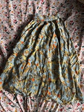 Light Blue Floral Peasant Blouse with Yellow Floral Accents